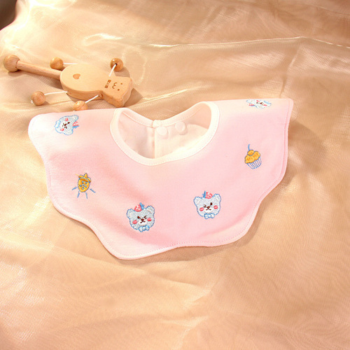  new embroidered 360-degree rotatable male and female baby bibs newborn double scarf baby saliva towel
