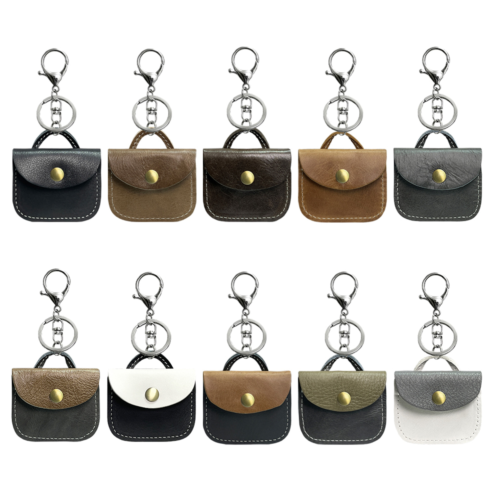 Cross-Border Mini First-Layer Cowhide Coin Bag Luggage Pendant Anti-Lost Headphone Bag Key Pendant Storage Bag Coin Bag