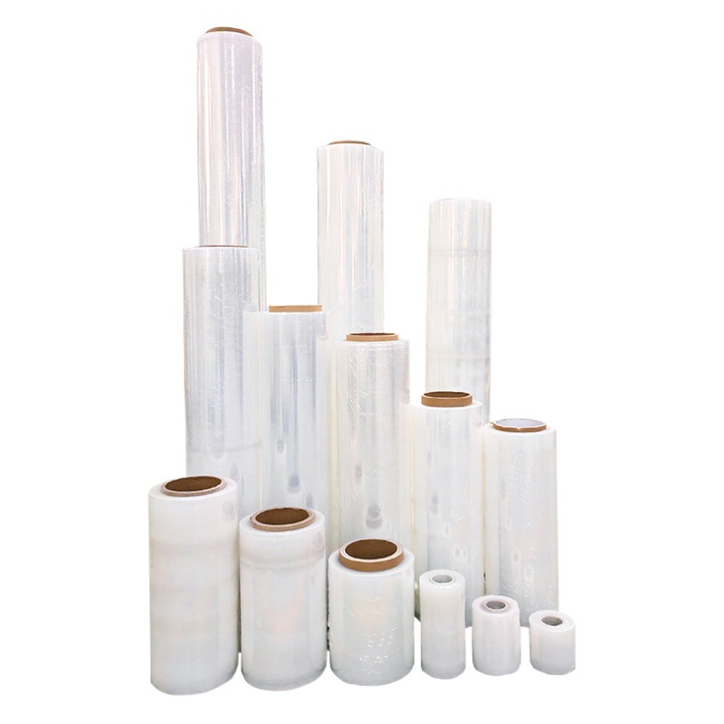 Película estirable de PE de 50cm de ancho, película estirable transparente, rollo grande, envoltura de plástico industrial al por mayor, película estirable en movimiento, película de embalaje