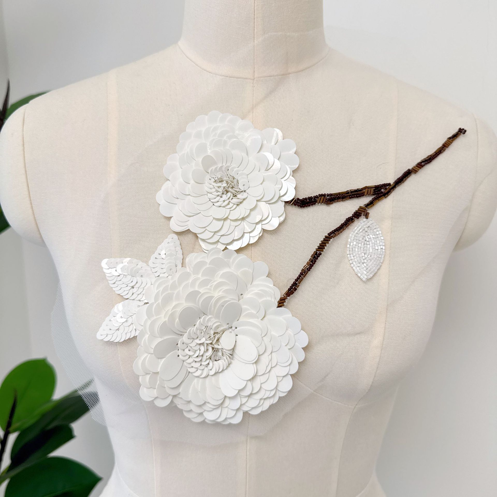 A197手工钉珠3D立体绣片立体珠花礼服婚纱旗袍表演服钻饰配件