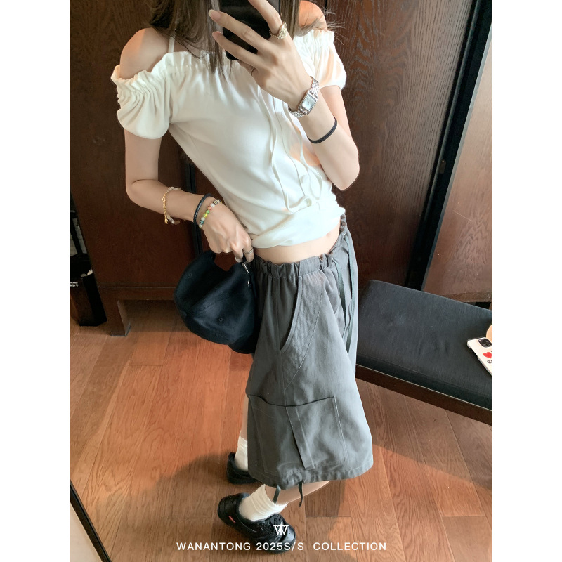 WANANTONG 超爱!私服Citystreet 重工纱洗长短款工装裤女夏季|undefined