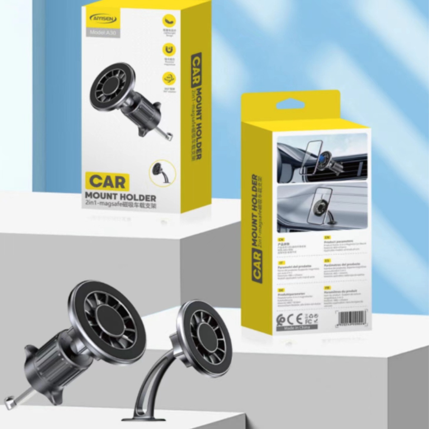 Cross-border new model strong magnet Magsafe phone holder dashboard air vent two-in-one strong magnet car mount