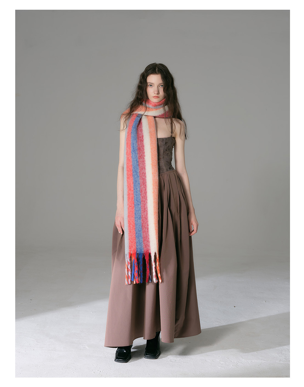 Regenbogen-schal Mit Streifen Aus Kunstkaschmir Für Damen_voghion.com