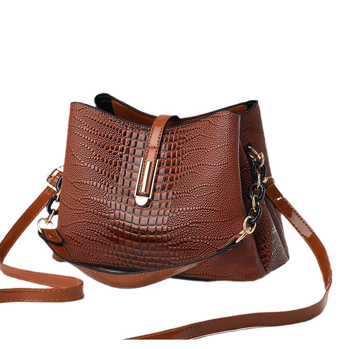 Nuevo bolso de cubo de gran capacidad Ladiebag bolso de mujer bolso de cubo de piedra de piel brillante bolso de hombro