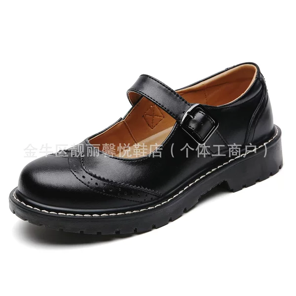 35-44 plus size European and American Cross-border Supply Shallow Mouth Thick Bottom Hanging Buckle Single Shoes Leather Shoes Casual Shoes Women's Shoes X683