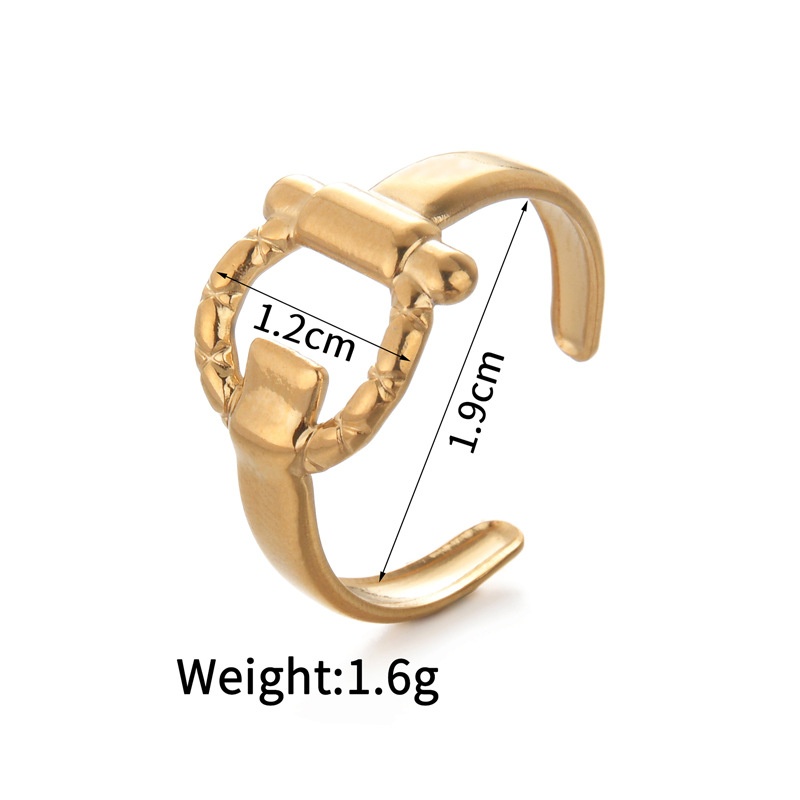18K Real Gold Plated Plating Material PVD Coated Real Gold Plated Four Leaf Clover Heart Shape 304 Stainless Steel Retro Waterproof Non Tarnish Open Rings