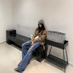 SUNONEONE 美式低腰牛仔裤女秋季新款复古阔腿百搭显瘦微喇休闲裤