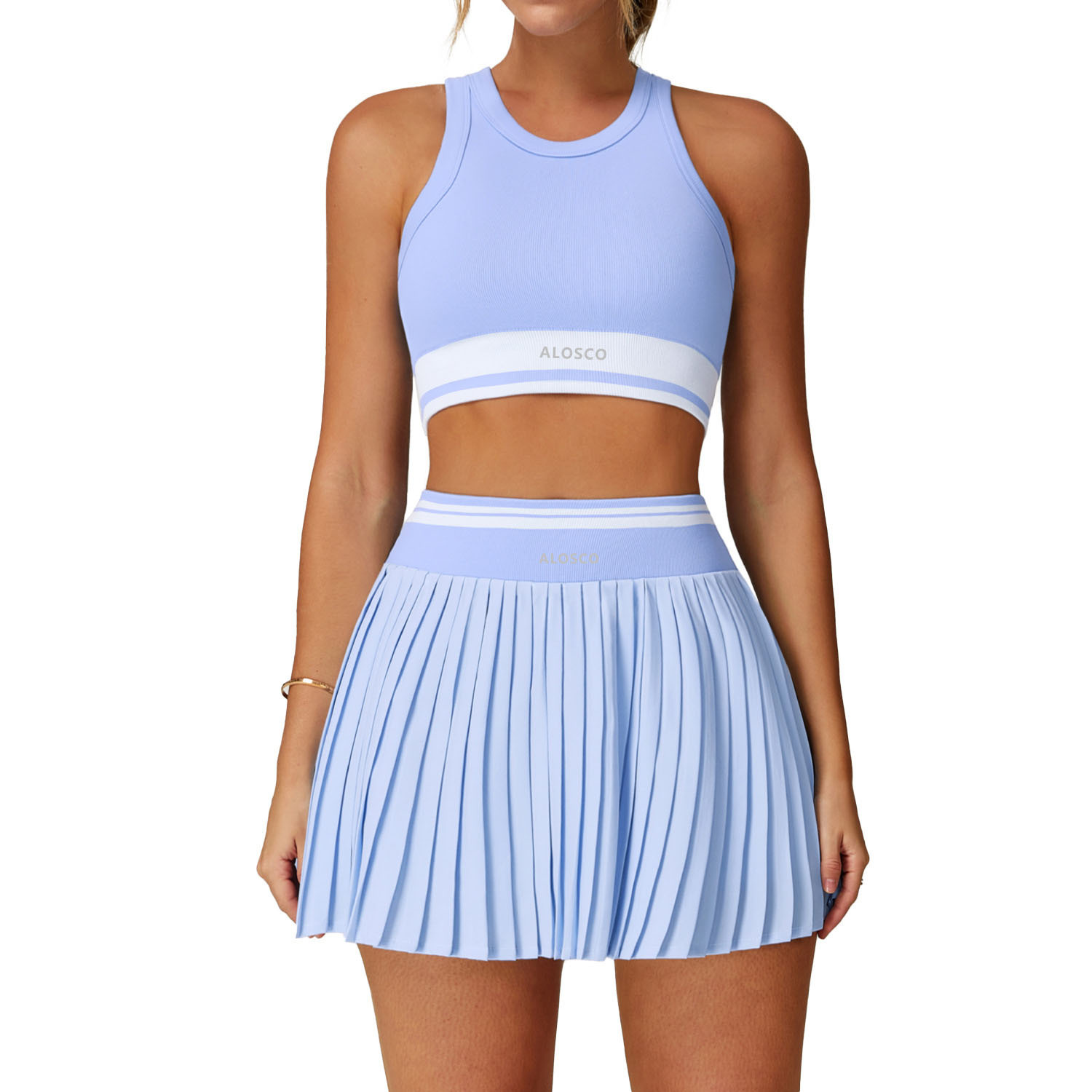 Alosco Golf Skirt, Tennis Skirt, Versatile and Fashionable Popular Short Skirt Set, Running Women's Yoga Set, Two Pieces