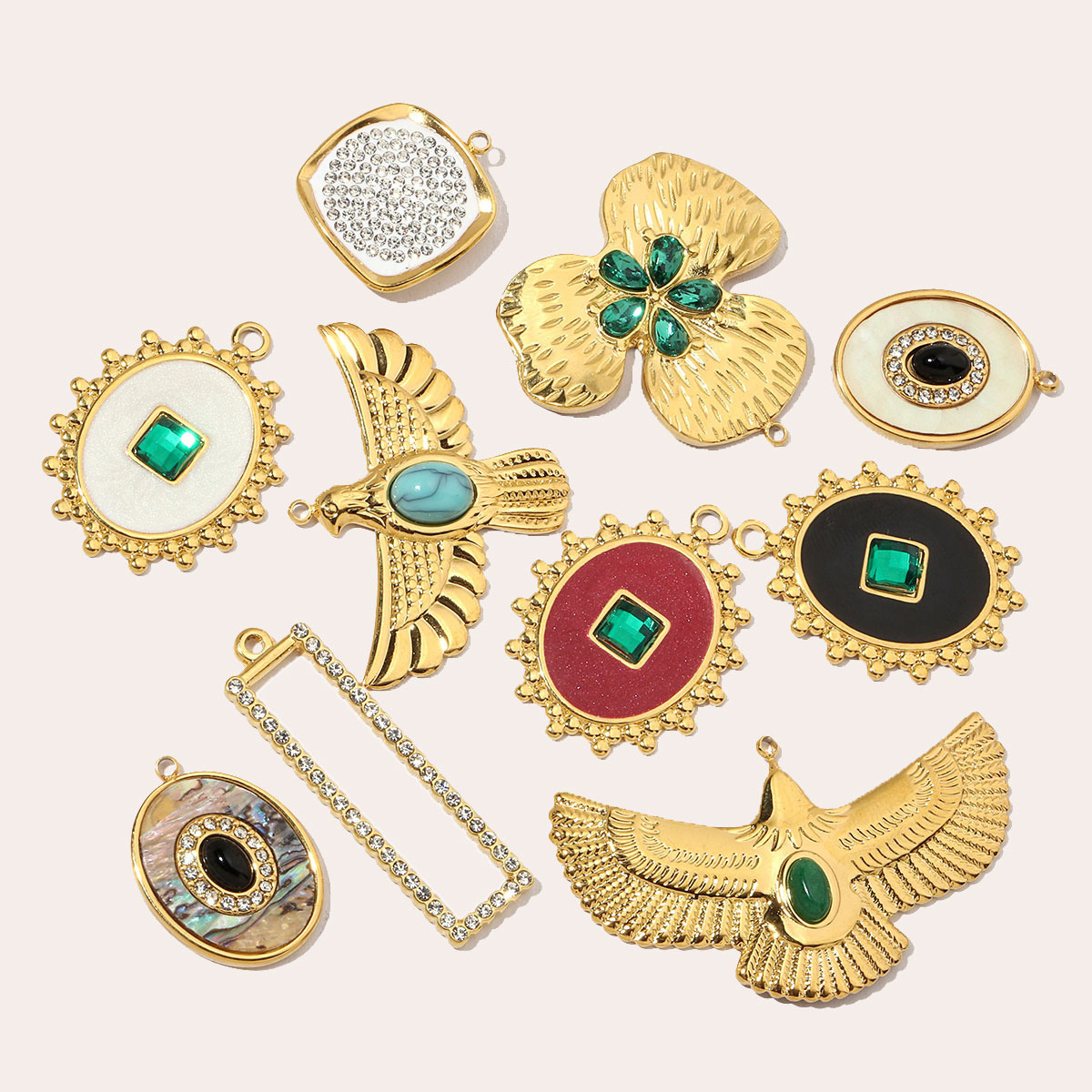 10g Weight Pendant Jewelry Making Type 37*27mm Jewelry Making Size DIY Ornament Accessories Classification 3 PCS/Package Quantity 304 Stainless Steel Material Geometric, Eagle Pattern All Seasons Season Polished Finish Elegant, Retro Style 3 PCS/Package 37*27mm 304 Stainless Steel Geometric Eagle Polished Pendant DIY Ornament Accessories 2