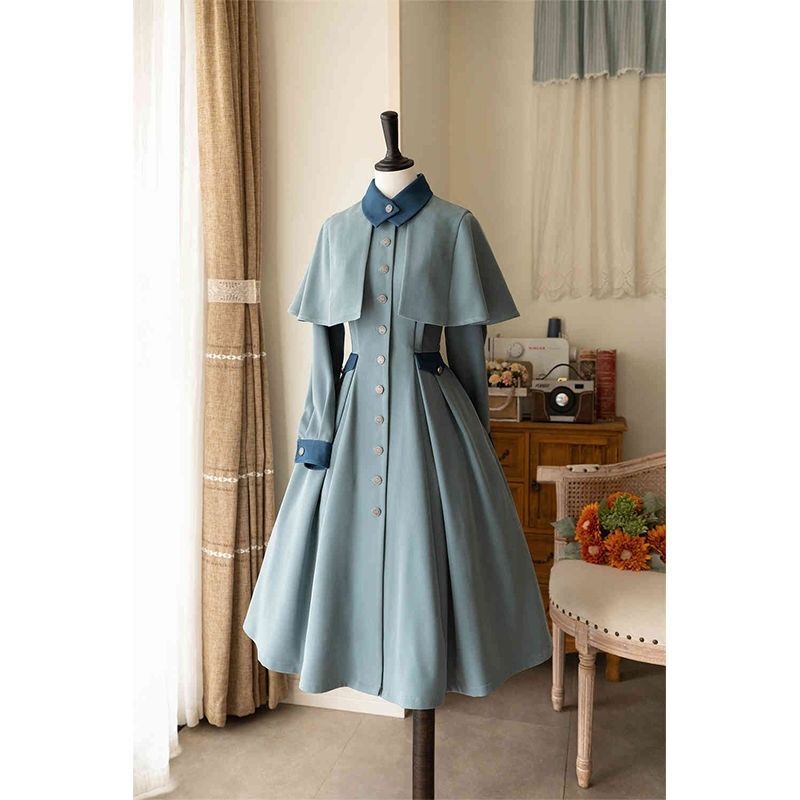 Spring and Autumn Lolita Cardigan Coat Classical Elegant Lolita Style Full Dress Blue Gray