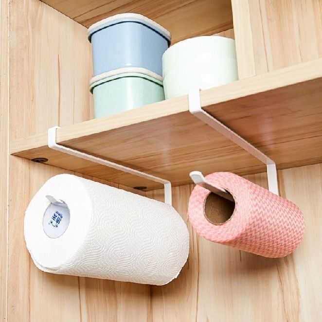 Portarrollos de cocina, soporte de almacenamiento colgante para rollos de papel sin necesidad de taladrar, para papel absorbente de aceite, film transparente, paños de limpieza y servilletas.
