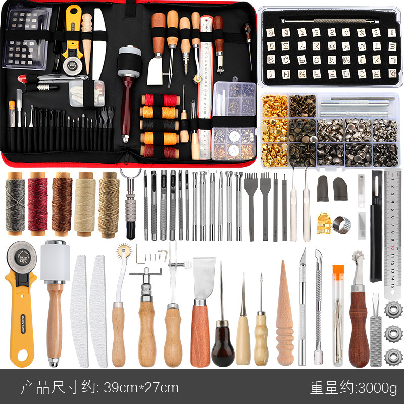 越境で人気の革細工用具、手縫いセット、DIY縫製針とワックス糸の組み合わせセット|undefined