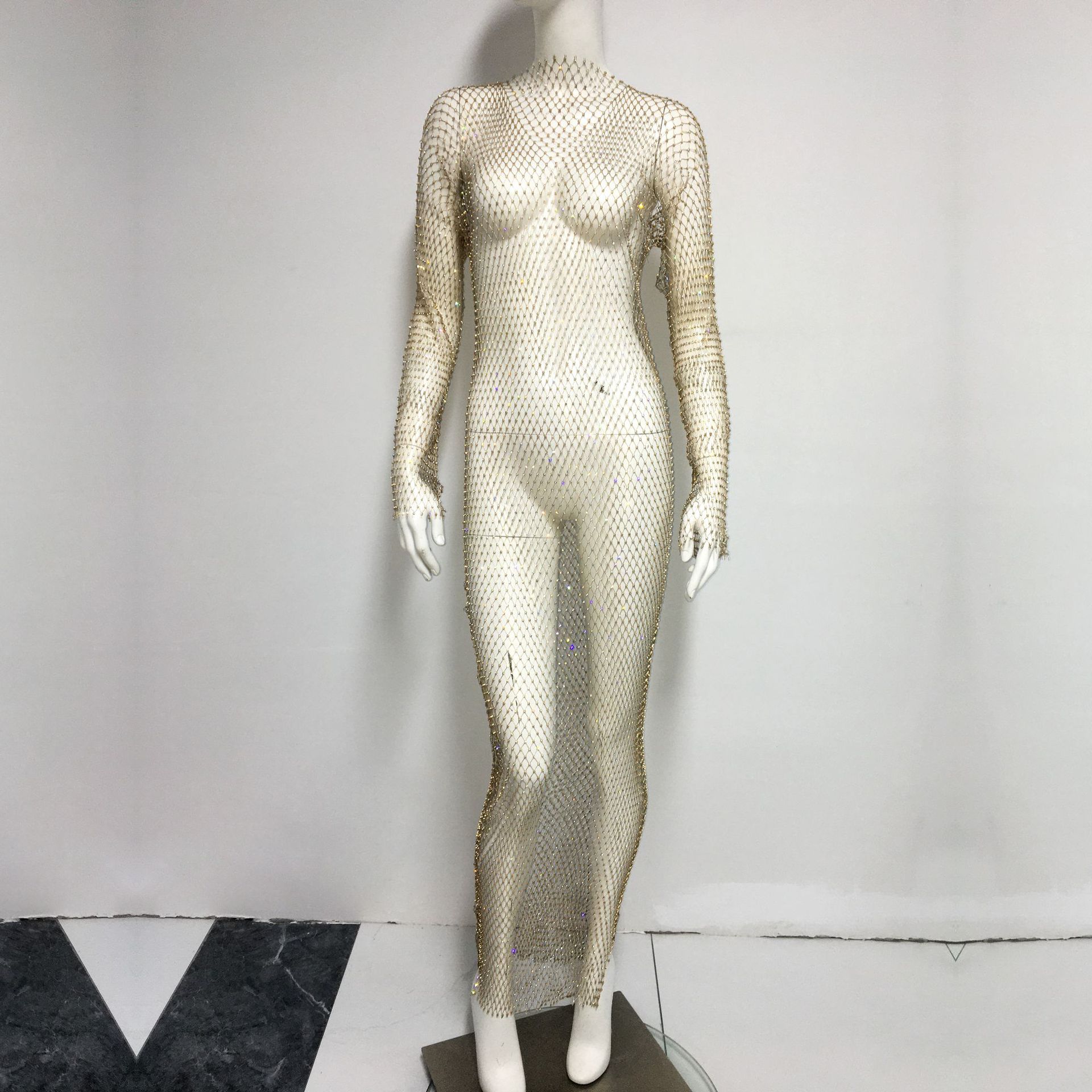 골드 분할되지 않은 긴 원피스