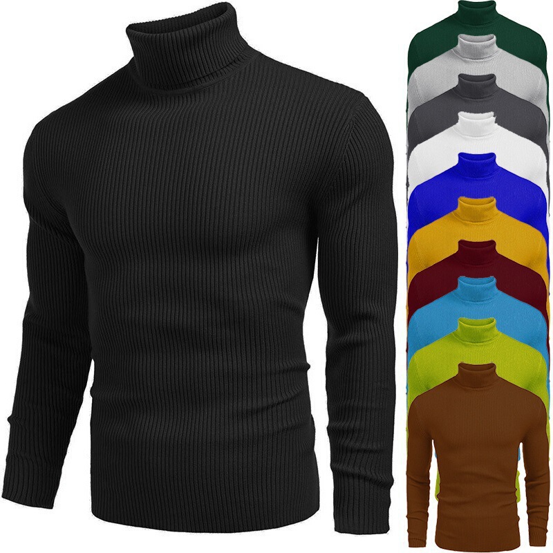 2023 Foreign Trade Men's Knitwear Men's Turtleneck Sweater Autumn and Winter European and American Men's Sweater Long Sleeve Pullover Sweater