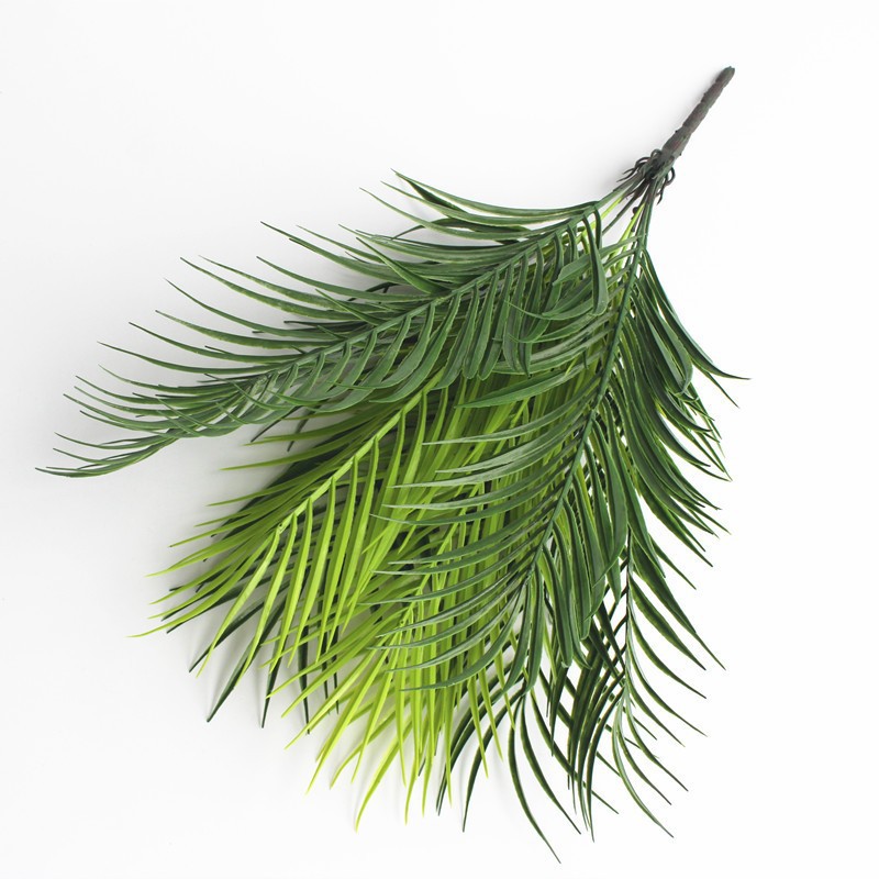 Factory direct wedding decoration simulation iron leaf flower artificial flower green plant fern 9 fork plastic loose tail sunflower leaf
