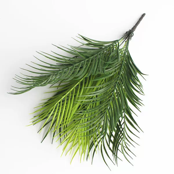 Factory direct wedding decoration simulation iron leaf flower artificial flower green plant fern 9 fork plastic loose tail sunflower leaf