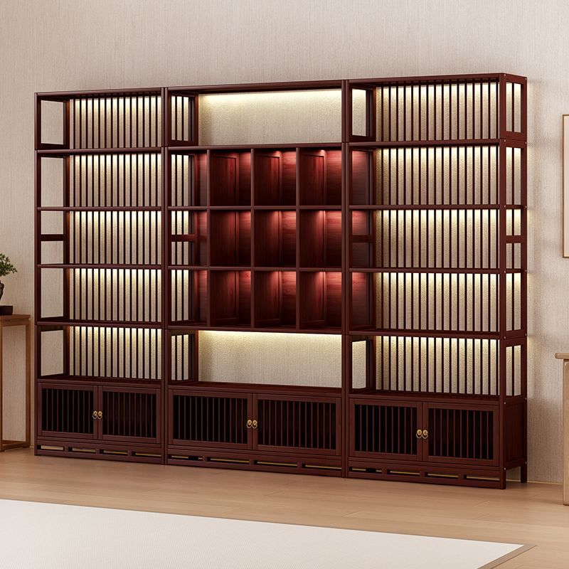 New Chinese-style display cabinet with lights and back panel, office display rack, storage shelf, tea room, hotel, restaurant decorative display cabinet New Chinese-style display cabinet with lights and back panel, office display rack, storage shelf, tea room, hotel, restaurant decorative display cabinet