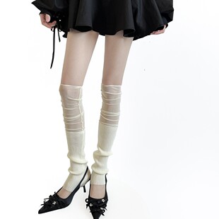 Spring and Summer Over-the-Knee Leg Jacket Molandi Color Mesh Stitching Socks Thin Socks Stacked and Stacked Small Leg Socks for Women