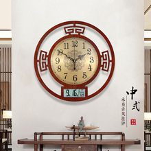 风挂钟万年历客厅钟表家用挂表时尚大气挂墙石英钟新中式时钟