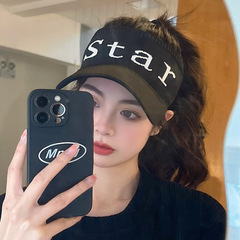 空頂遮陽帽女士夏季防曬遮陽無頂字母韓版ins網紅款鴨舌太陽帽子