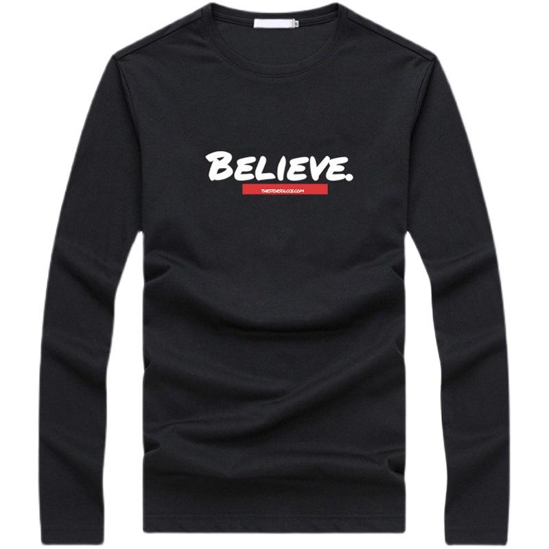 Camiseta de manga larga para hombre otoño nuevo estilo coreano SLIM-Fit de moda impresa delgada cuello redondo camisa de fondo camiseta