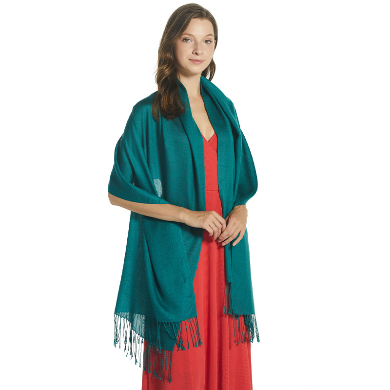 Chal de aire acondicionado de lana Decaijia para mujer, calidez de primavera y verano, bufanda de gama alta de color sólido de todo fósforo, bufanda de aire acondicionado de oficina