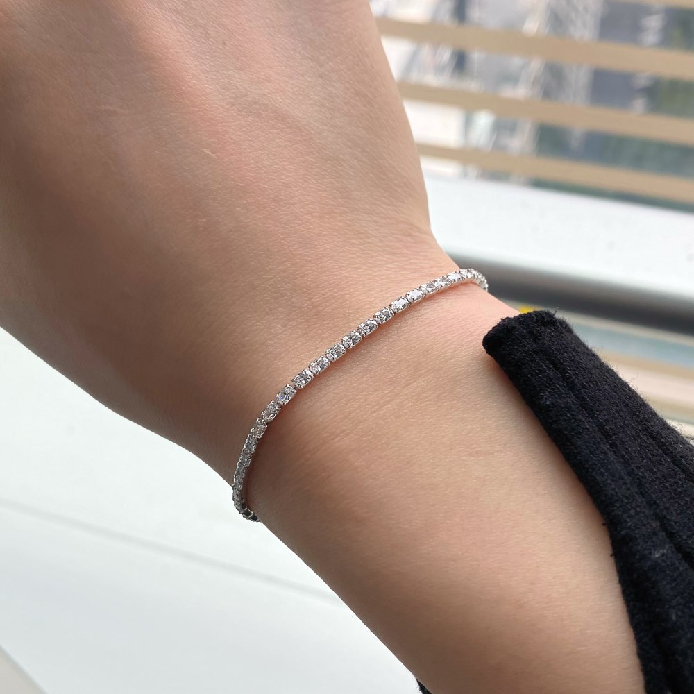 Casual Geometric Sterling Silver Plating Zircon Bracelets 1 Piece