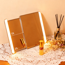 日本美国海外专利LED桌面抽拉化妆镜台式镜补光带放大功能美妆镜