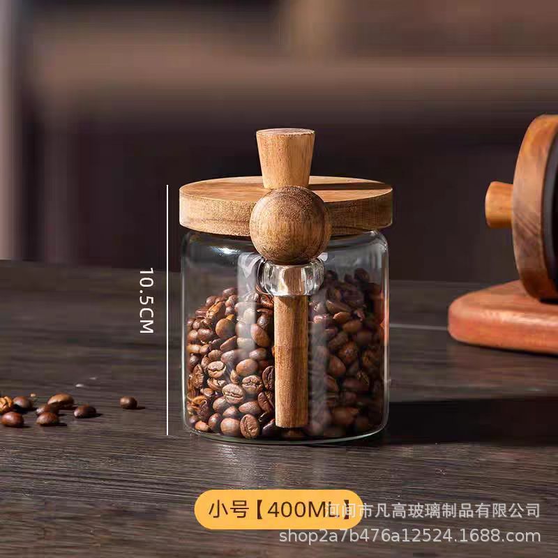 高硼硅玻璃密封罐五谷杂粮 咖啡豆收纳罐 带勺子调料罐玻璃储物罐|undefined
