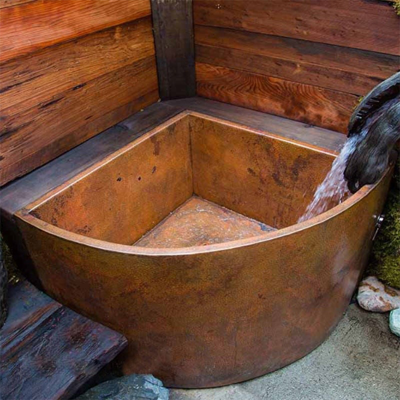 Independent Bathtub Design, Hot Spring Villa Spa, Foot Bath Spa Center, Homestay, Japanese-Style Deep Soaking Copper Bathtub with Seat
