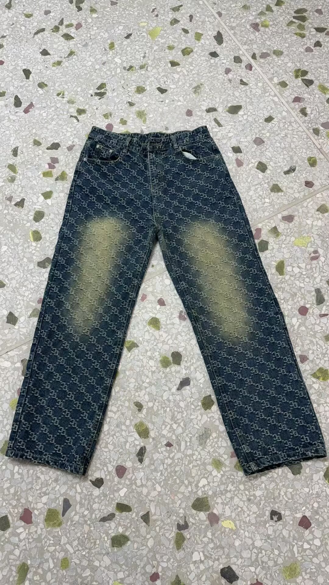 Men's Clothing High End Men's Straight Leg Jeans Streetwear American High Street Style Cool Edgy Vibe Full Print Embroidery_mkmklike.com