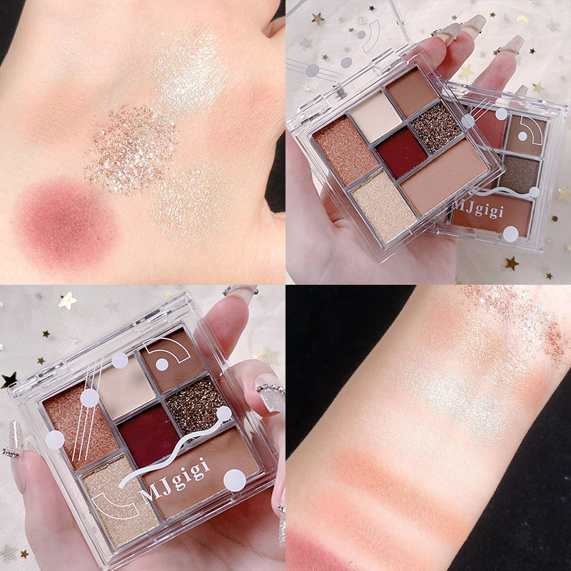 MJgigi sombra de ojos transparente de siete colores color tierra mate perlado impermeable a prueba de sudor sin manchas paleta de sombras de ojos de 7 colores al por mayor
