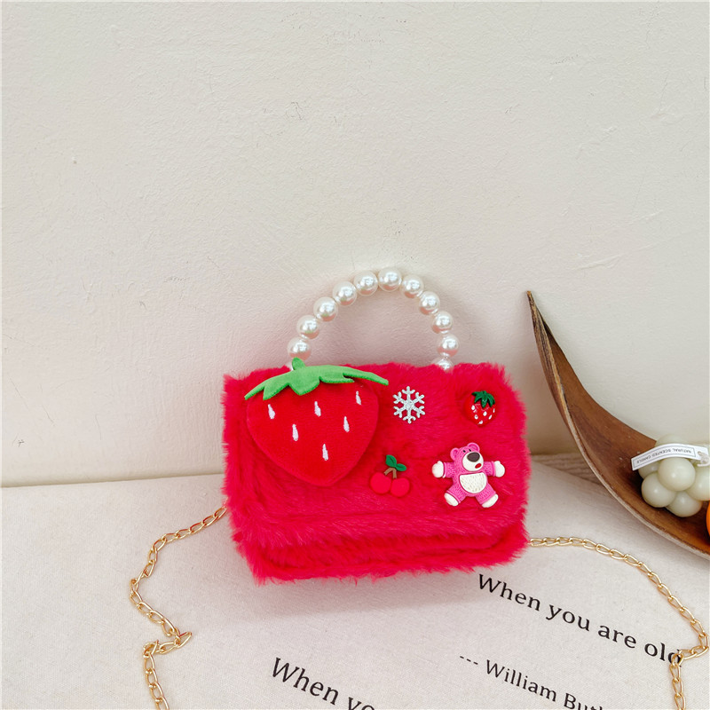 Bolso rojo de año nuevo para niña 2023 bolso para niña bolso de mano de princesa bolso de mensajero para niños bolso de felpa de dibujos animados