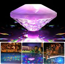 外贸新款创意七彩泳池灯智能炫彩投影灯水上浮漂灯钻石投影小夜灯