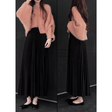 秋季搭配一整套大码胖mm粉色毛衣外套百褶裙韩系气质温柔套装裙女