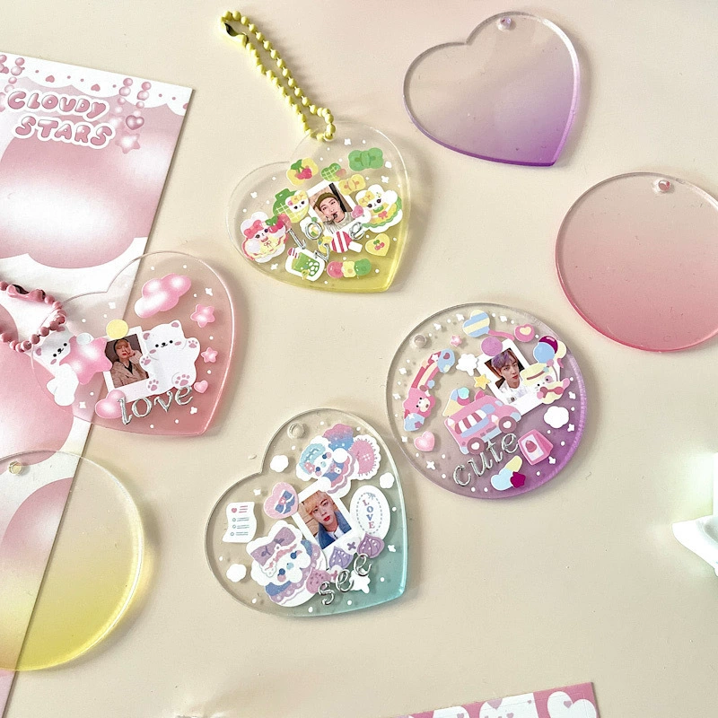 Пустой градиент слизь карта акриловый лист оргстекло пустой брелок прозрачный лист DIY круглый диск Кулон