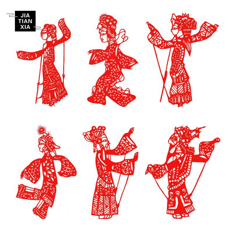 陕西皮影 纯手工剪纸作品剪纸画 中国特色礼品送老外出国礼品20*8