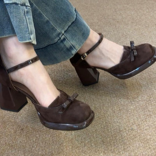 New Chinese Retro All-match Mary Jane Shoes Women's Outer Wear Spring 2024 New Elegant Bow High Heels