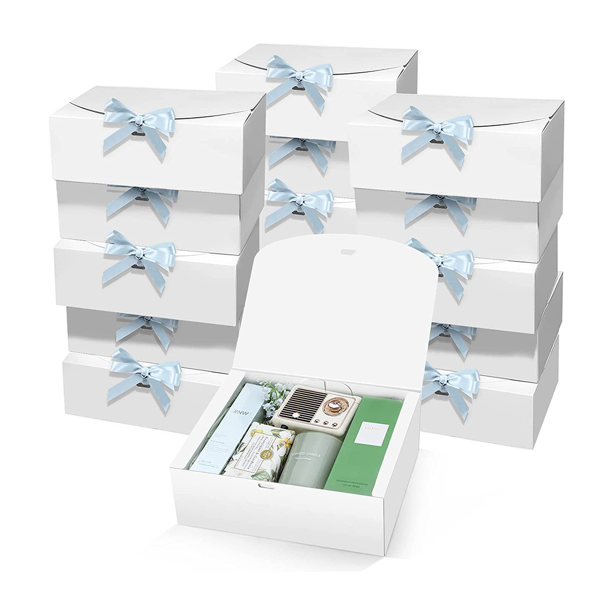 화이트 + 블루 리본; 27*20*8cm