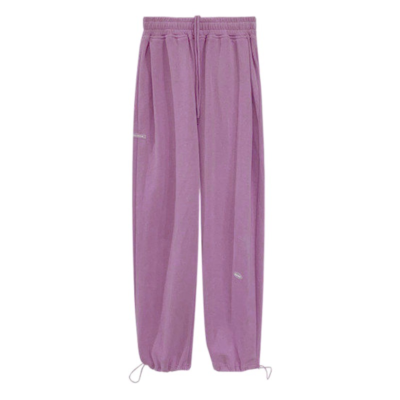 Calle frita letra americana Pantalones deportivos sueltos pantalones casuales de mujer atados al tobillo Otoño e Invierno gris cintura alta Pantalones rectos ins moda image 1