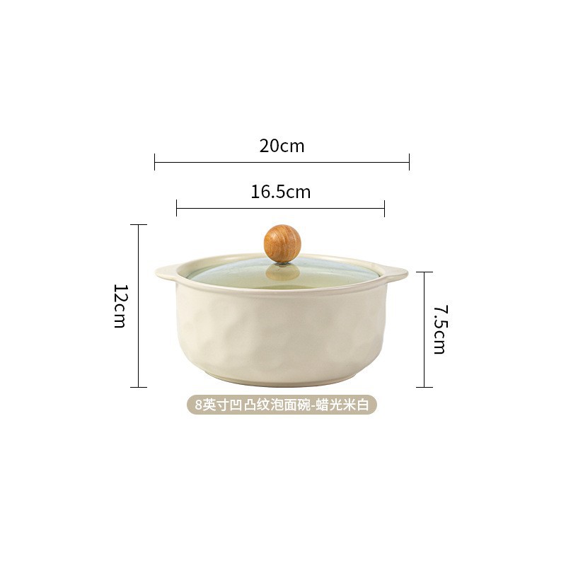 [Customized] simple bol de fideos bol de cerámica bol de alto valor visual multi-tipo con cubierta bol conjunto de mango bol bol de doble oreja