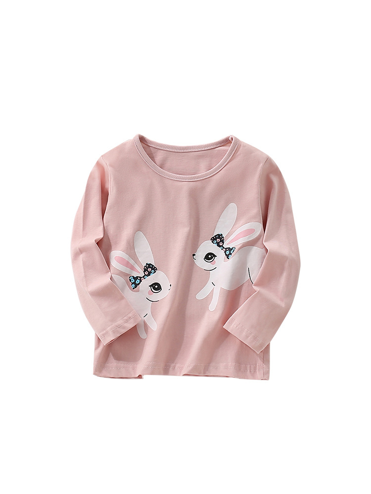 Camiseta de niña malwee transfronteriza otoño e invierno nuevo estilo europeo y americano niños pequeños y medianos cuello redondo camisa de manga larga camisa de fondo para niños
