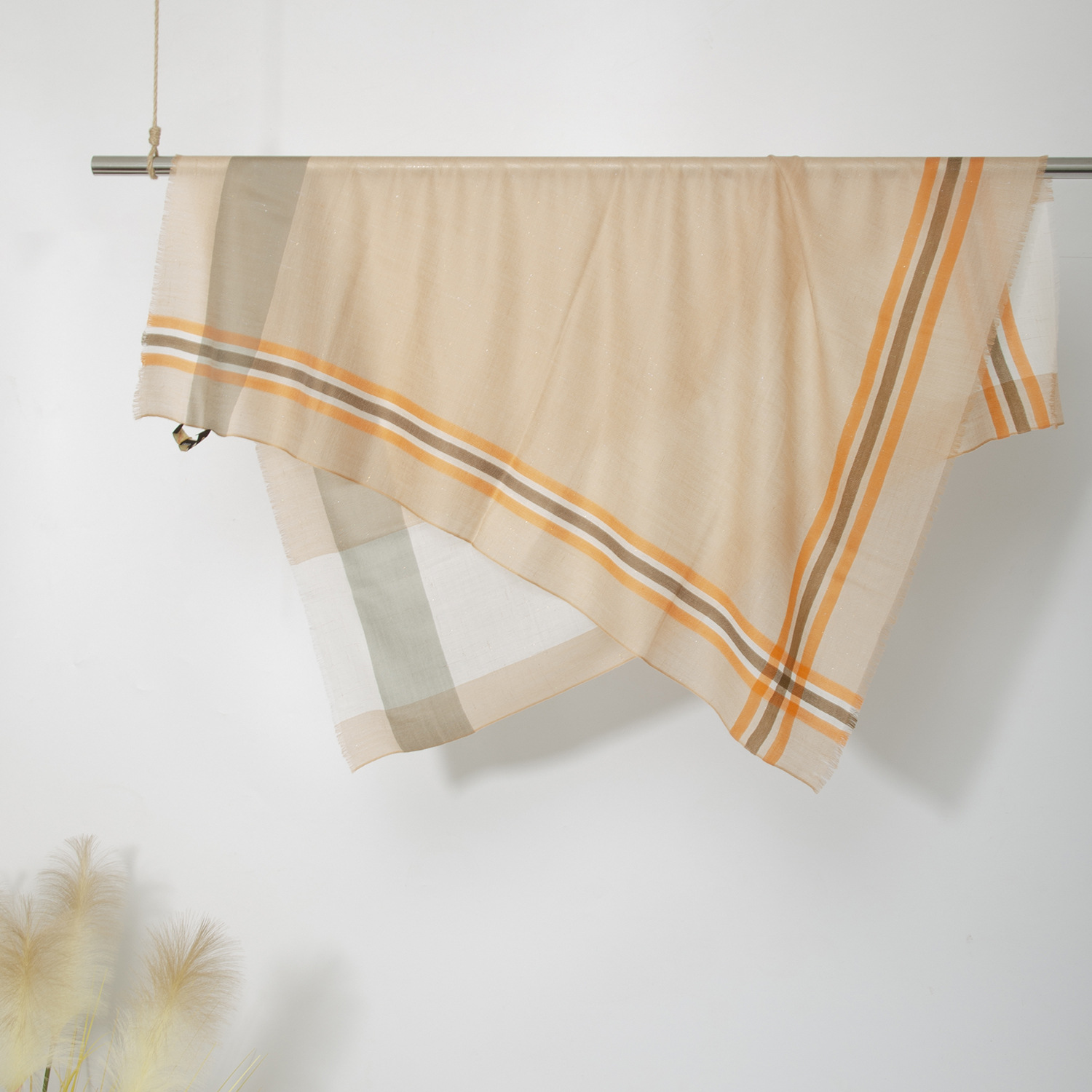 Bufanda de lana pura de Mongolia Interior para otoño e invierno, lana soluble en agua, tejido a cuadros con hilo metálico, bufanda cuadrada ligera, suave a cuadros.