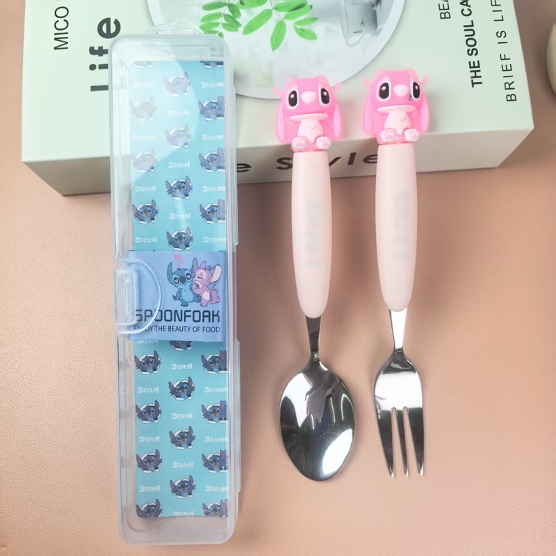 8036スティッチ携帯アニメ410ステンレス食器2点セットフォークスプーンセット学生フォークスプーン|undefined