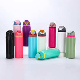 爆款304不锈钢真空保温杯高颜值双饮水果杯户外便携手提运动水壶