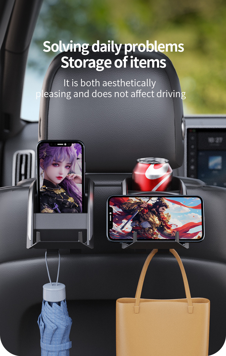Cross-border car rear seat water cup holder car multifunctional hook car beverage holder car seat mobile phone holder