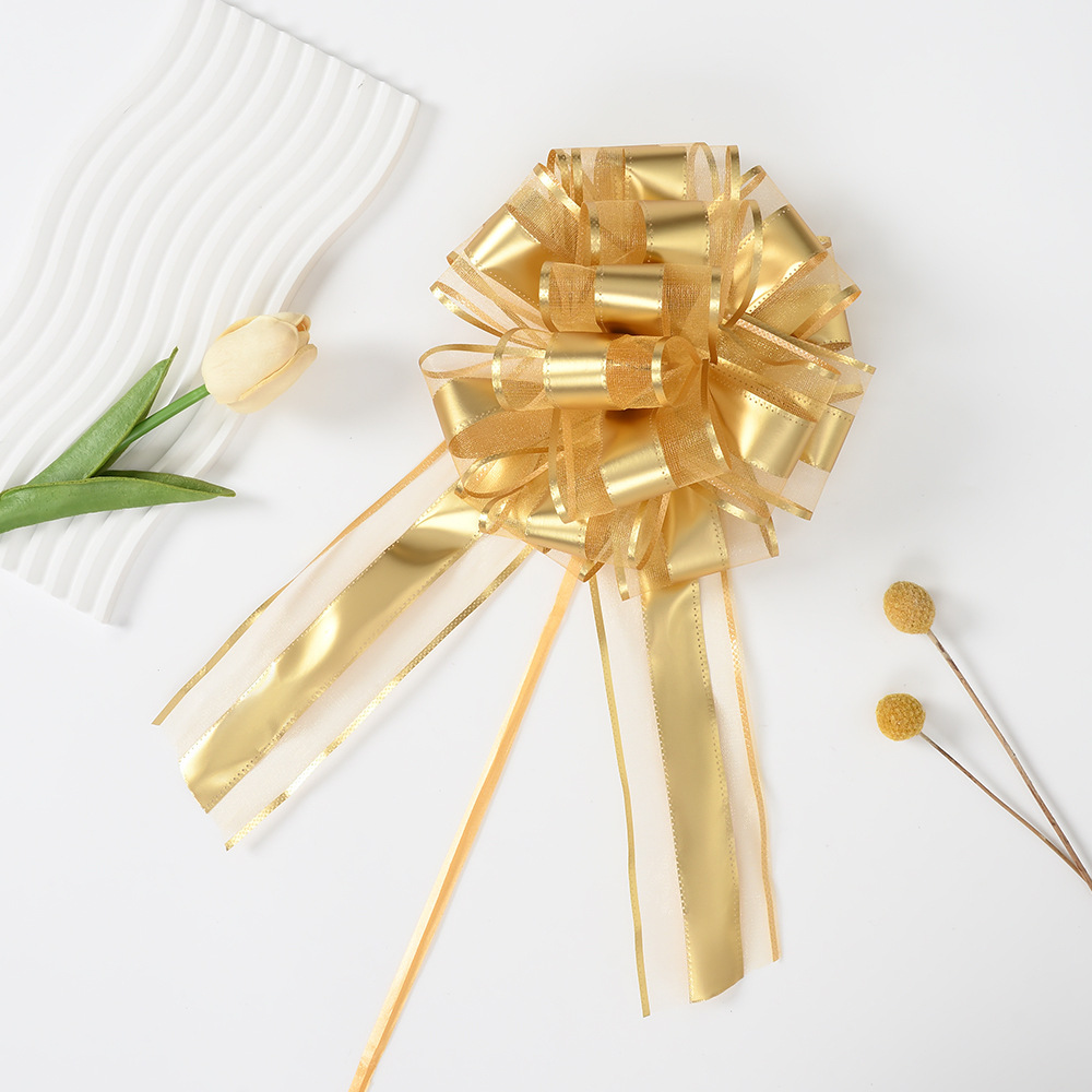 Nuevo 70 hilo de nieve mate fit bola de cola larga flor embalaje de regalo de navidad metal mano tirar flor boda coche tirar flor cinta