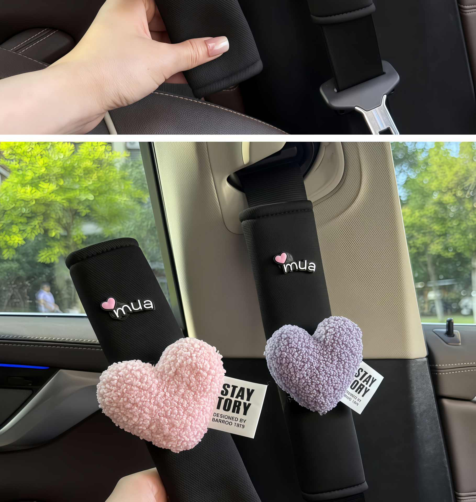 Seat Belt Shoulder Protector, Soft Anti-Wear Clothing, Breathable Anti-Strangle Shoulder Safety Belt Protective Cover, Universal Car Heart Decoration
