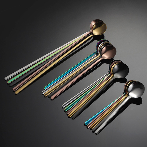 304 stainless steel mug spoon coffee stirring spoon 17cm titanium plated multi-color restaurant dessert shop western tableware