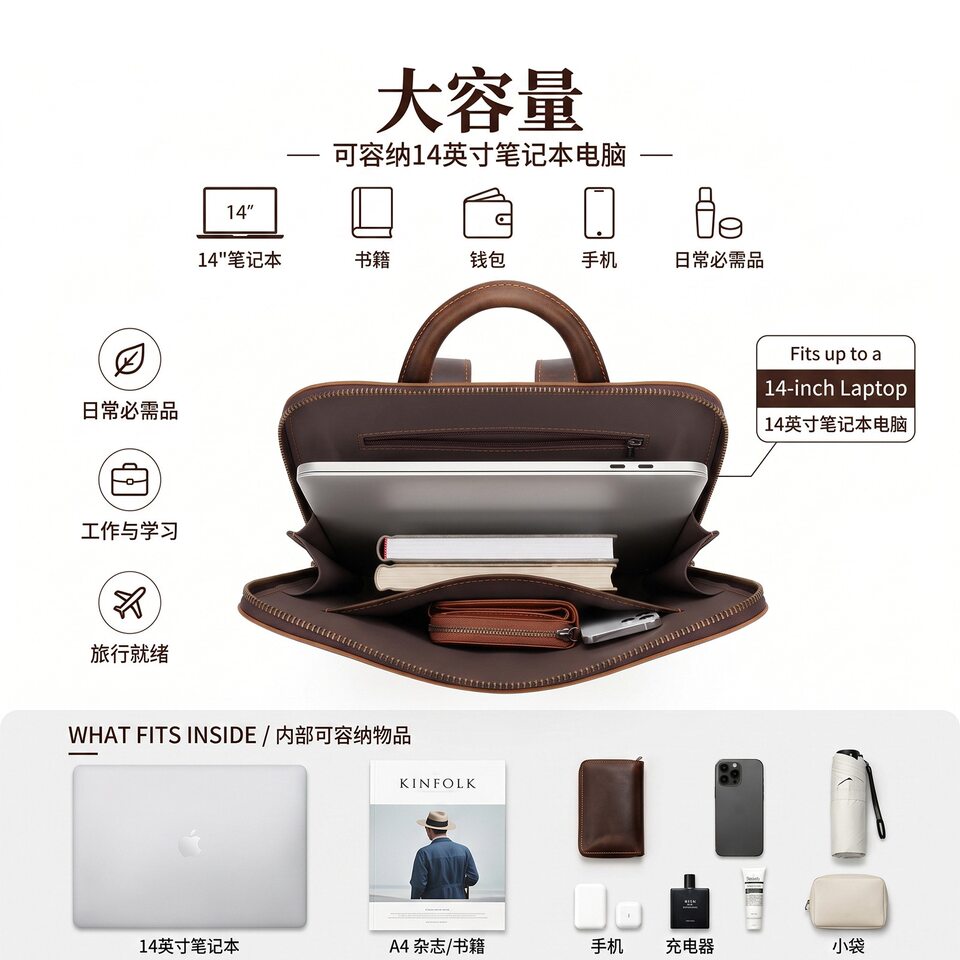 Ba lô nữ da thật cao cấp 27×9×35 cm ngăn laptop 14 inch — màu nâu